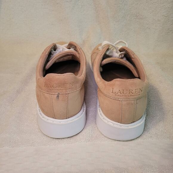 LAUREN RALPH LAUREN ANGELINE Beige Suede Women's Athletic Sneaker Shoe 8.5 - Picture 4 of 9